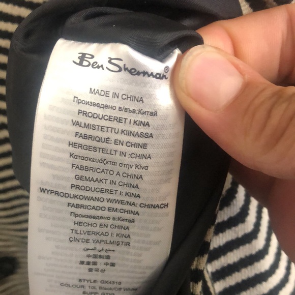 Ben Sherman Black White Striped Pea Coat Size M - Picture 11 of 16